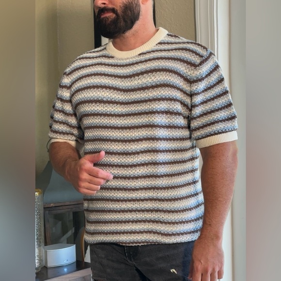 Zara Other - Men’s Crochet Textures Knit T-Shirt Large Size